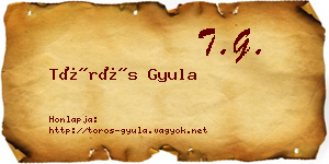 Törös Gyula névjegykártya